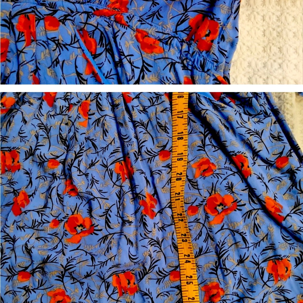 Free People Blue Floral Mini Dress with Red Accents - Picture 4 of 5